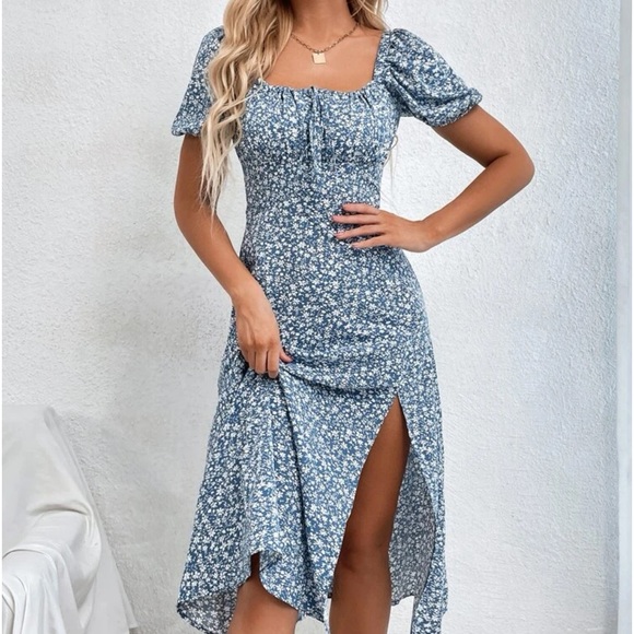 New floral print split thigh dress - Picture 4 of 6